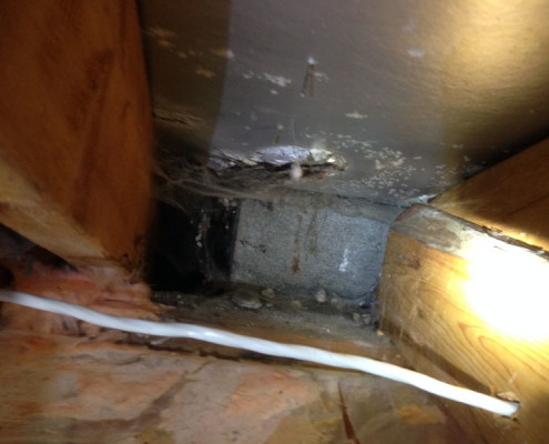 Damaged roof underlay allowed roof leak into house