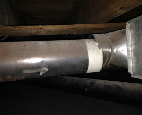 Disconnected heating ductwork heating inspection